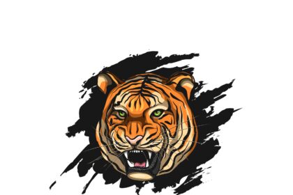Tiger Slogan with Realistic Background Vector