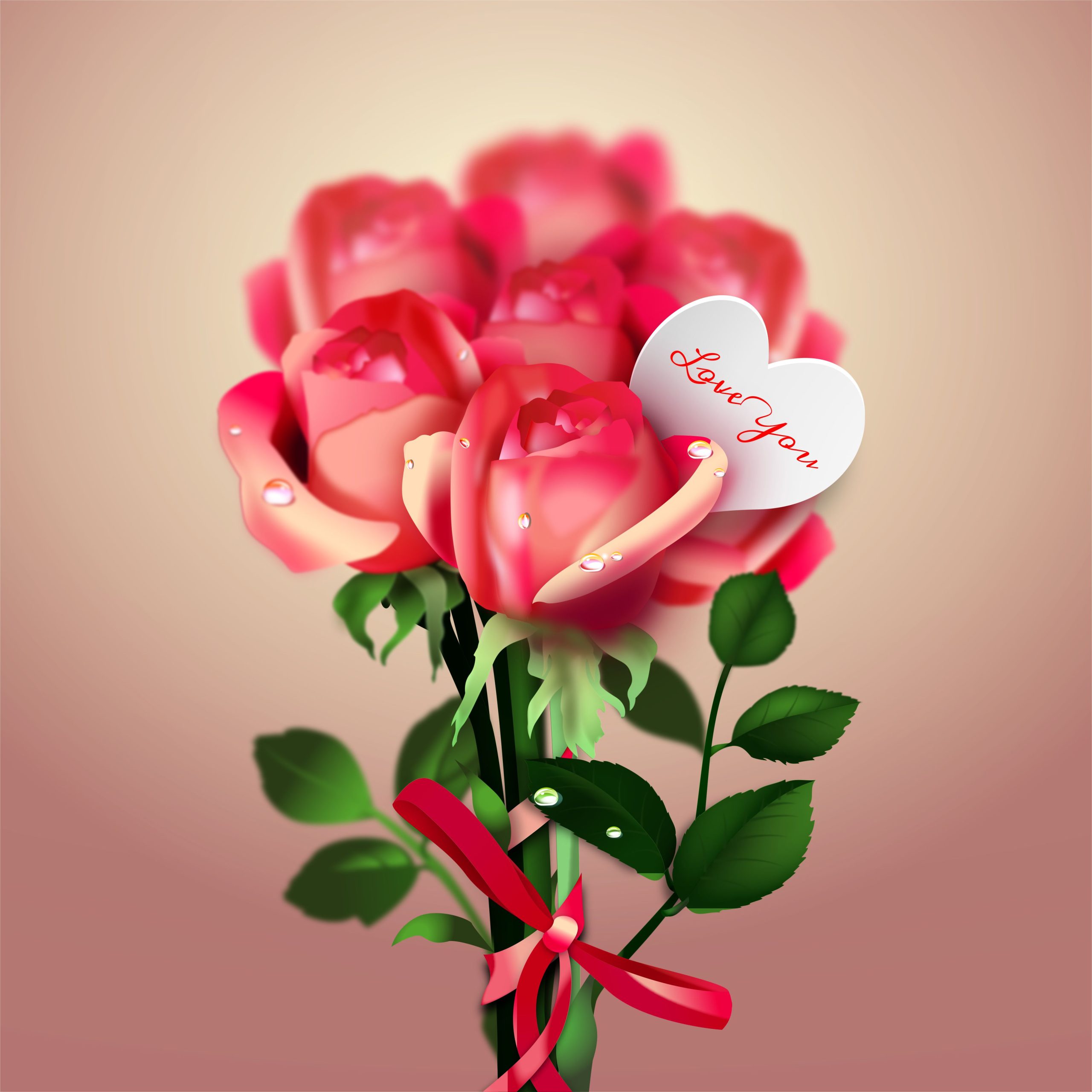 Valentines Day Red Roses Expression Love Vector Illustration