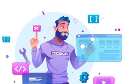 WEB Development Programmer Website Cartoon Illustration Vector