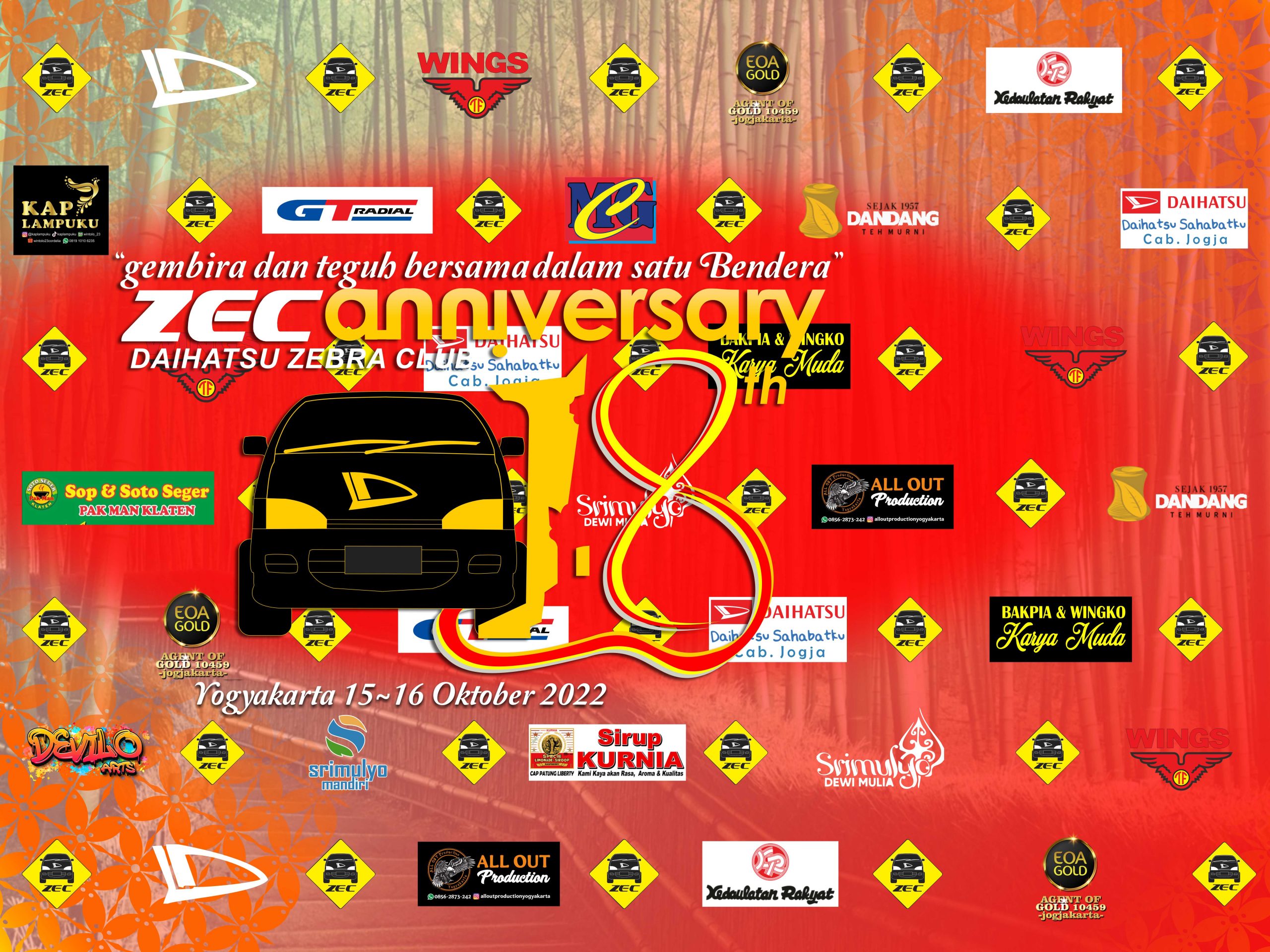 Zec Anniversary ke 18 2022 Backdrop Vector Design